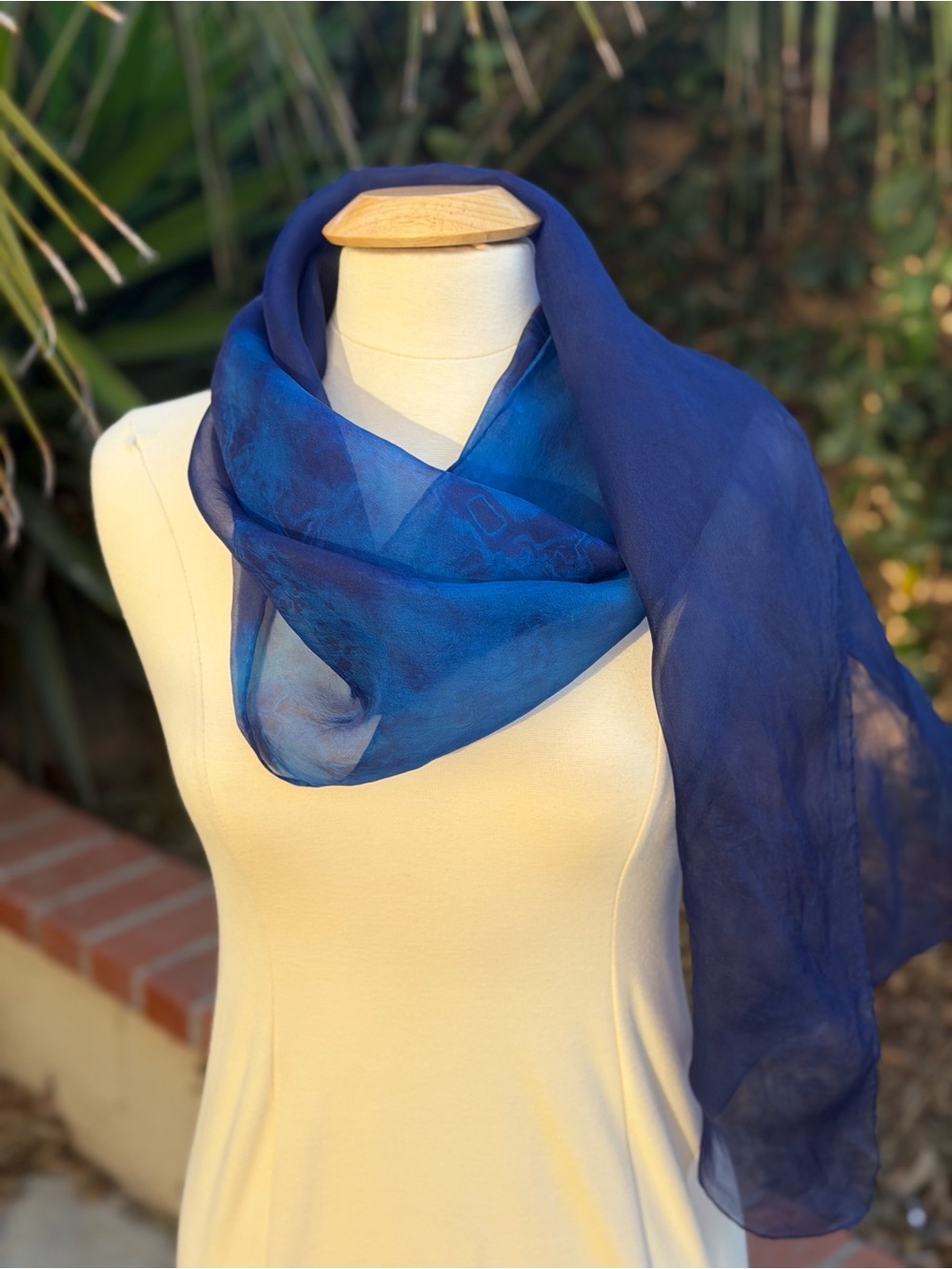 Blue Sheer Lightweight Women's Scarf - Elegant Navy and Cobalt Wrap
